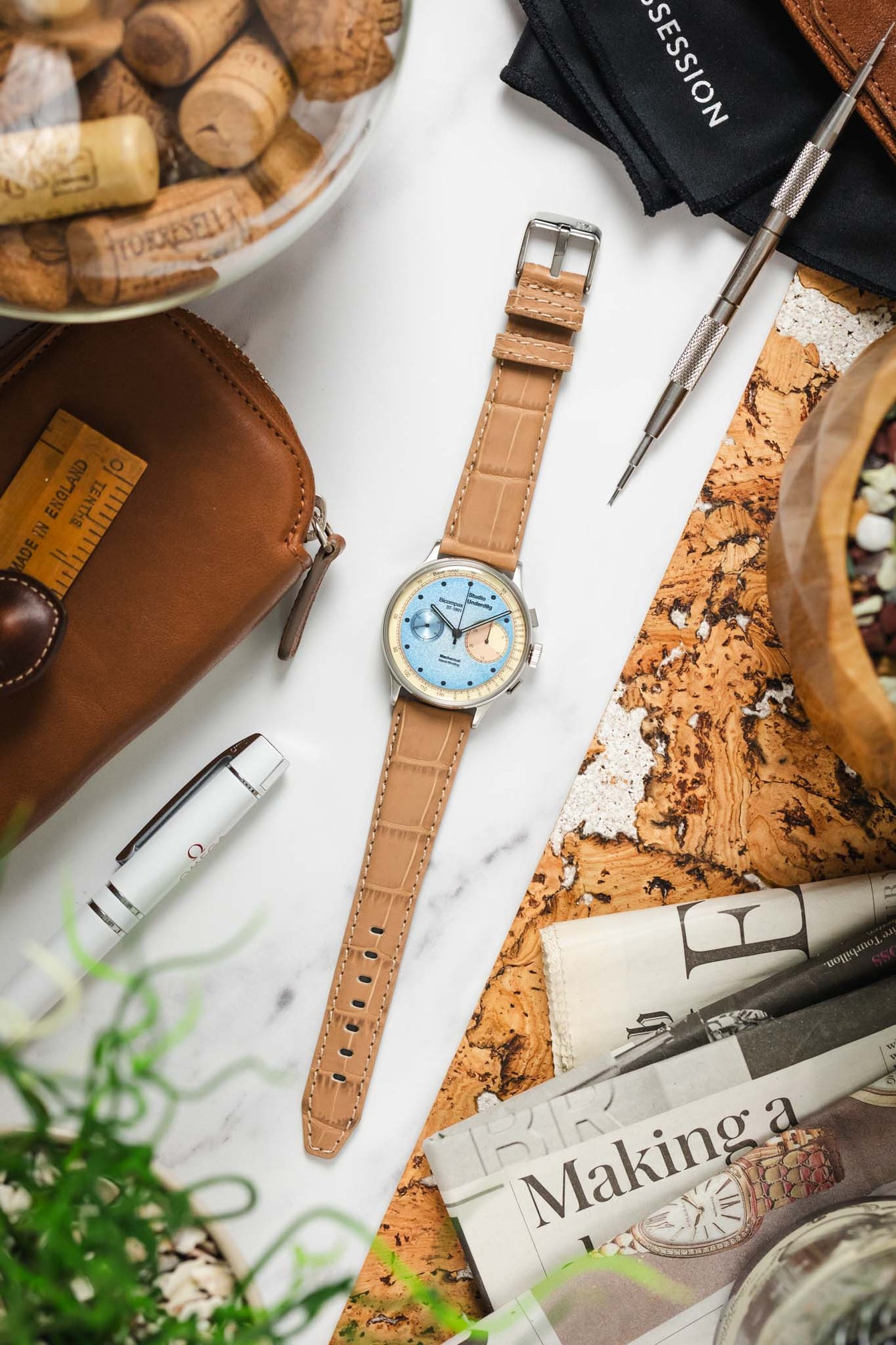 Morellato SOCCER Alligator-Embossed Calfskin Leather Watch Strap in BEIGE