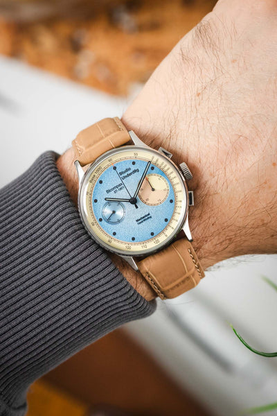 Morellato SOCCER Alligator-Embossed Calfskin Leather Watch Strap in BEIGE