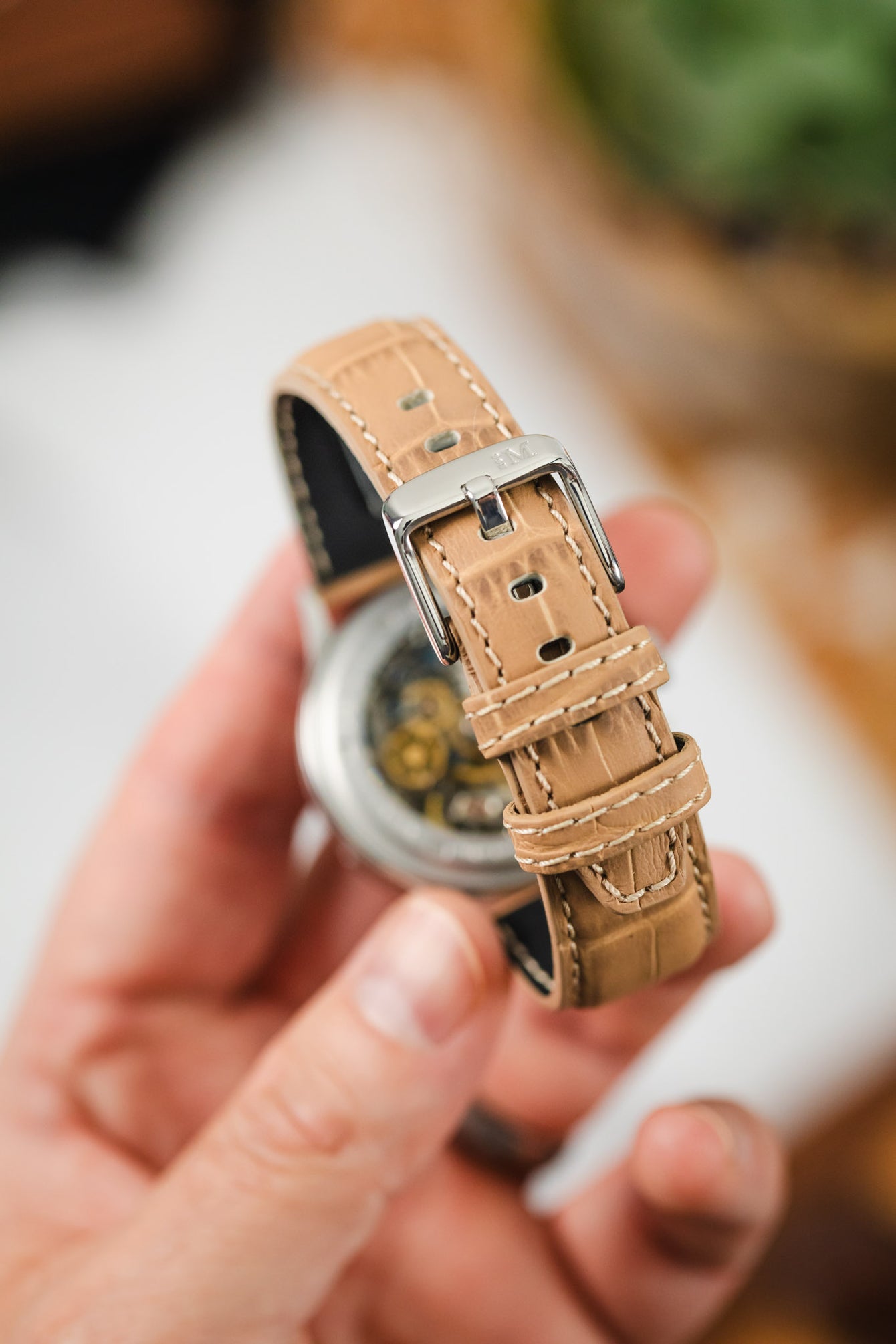 Morellato SOCCER Alligator-Embossed Calfskin Leather Watch Strap in BEIGE