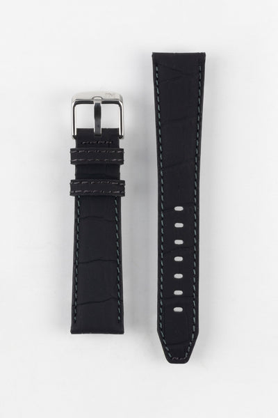 Morellato SOCCER Alligator-Embossed Calfskin Leather Watch Strap in BLACK