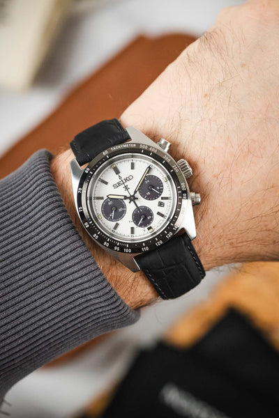 Morellato SOCCER Alligator-Embossed Calfskin Leather Watch Strap in BLACK
