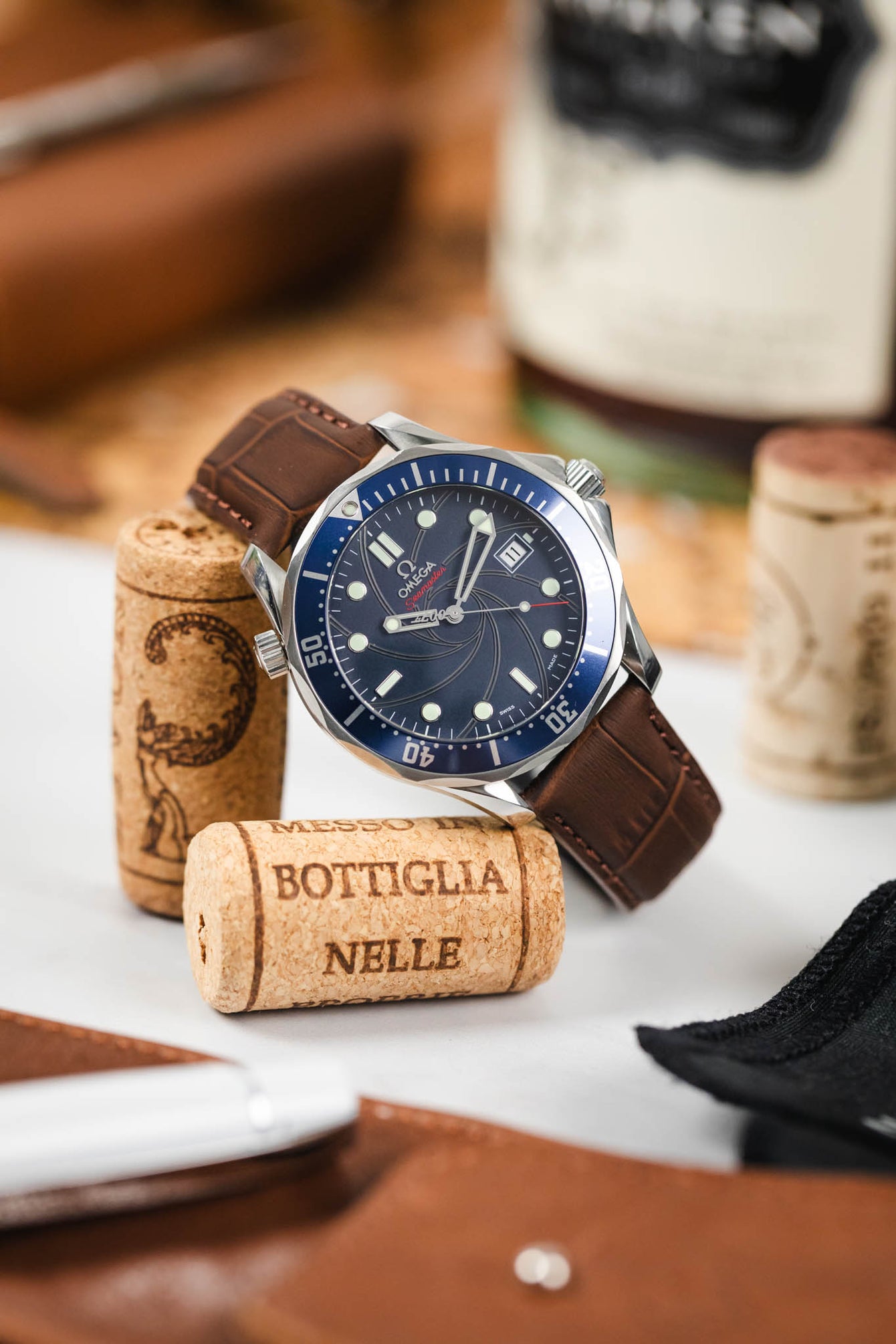 Morellato SOCCER Alligator-Embossed Calfskin Leather Watch Strap in BROWN