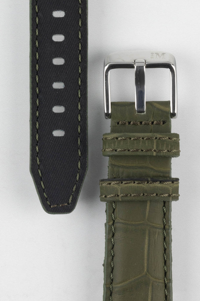 Morellato SOCCER Alligator-Embossed Calfskin Leather Watch Strap in GREEN