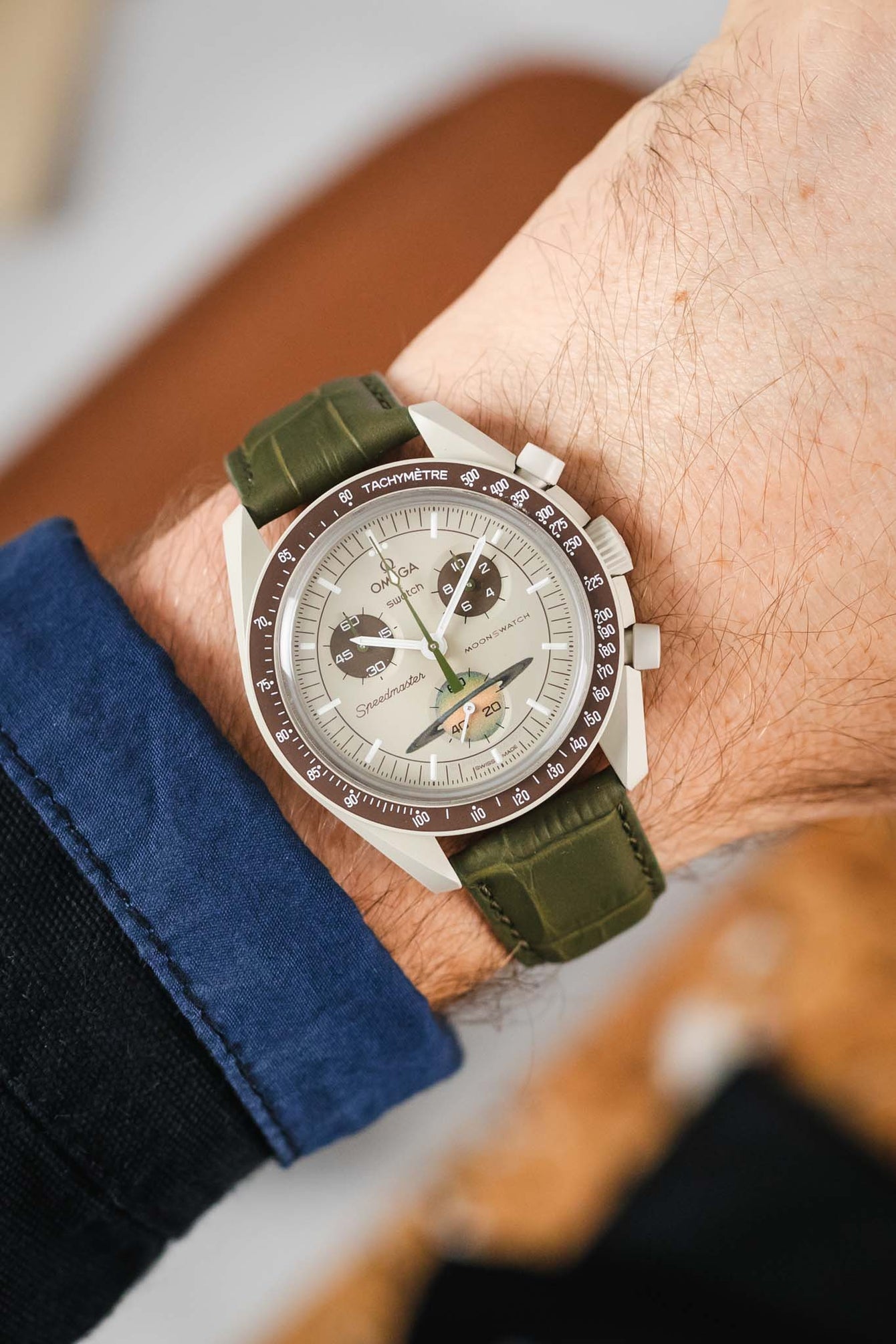 Morellato SOCCER Alligator-Embossed Calfskin Leather Watch Strap in GREEN