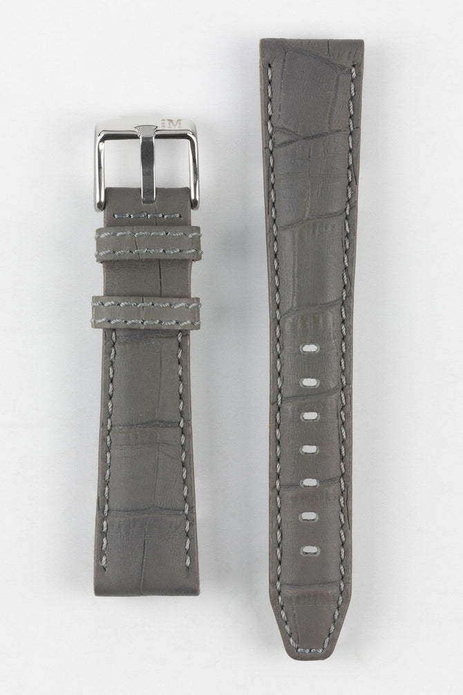 Morellato SOCCER Alligator-Embossed Calfskin Leather Watch Strap in GREY