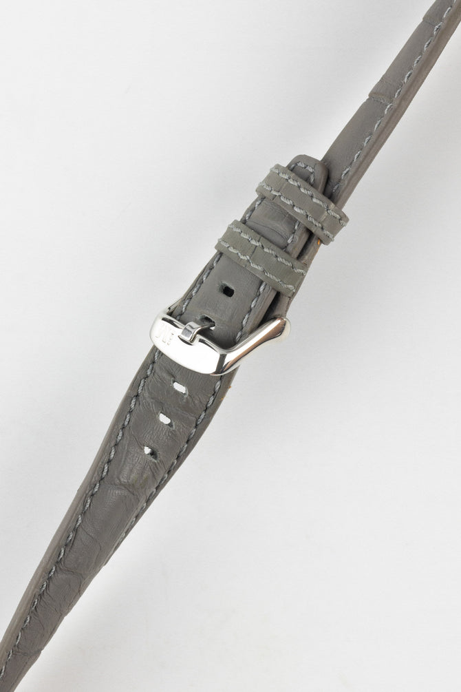 Morellato SOCCER Alligator-Embossed Calfskin Leather Watch Strap in GREY