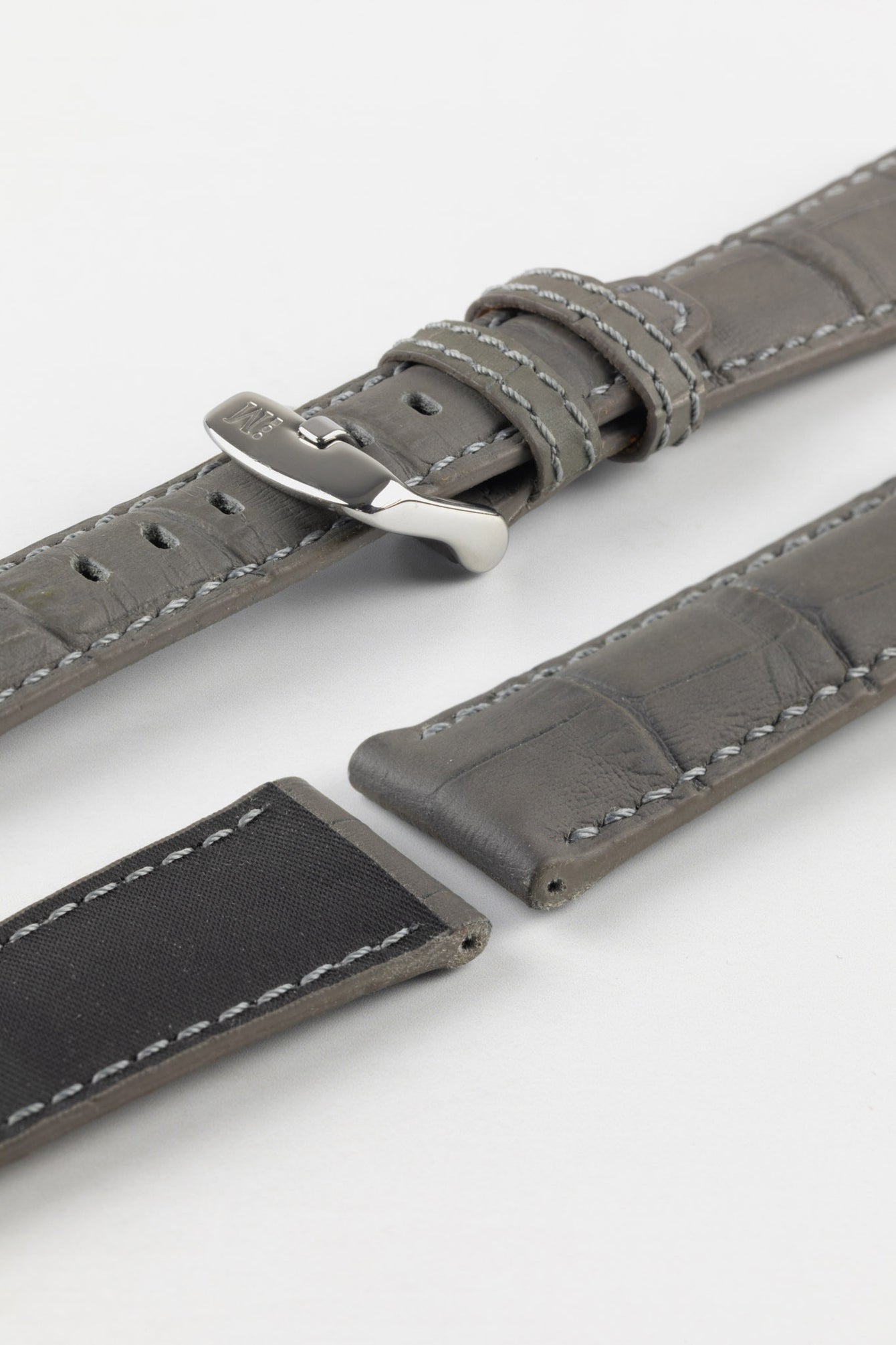Morellato SOCCER Alligator-Embossed Calfskin Leather Watch Strap in GREY