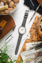 Morellato SOCCER Alligator-Embossed Calfskin Leather Watch Strap in GREY