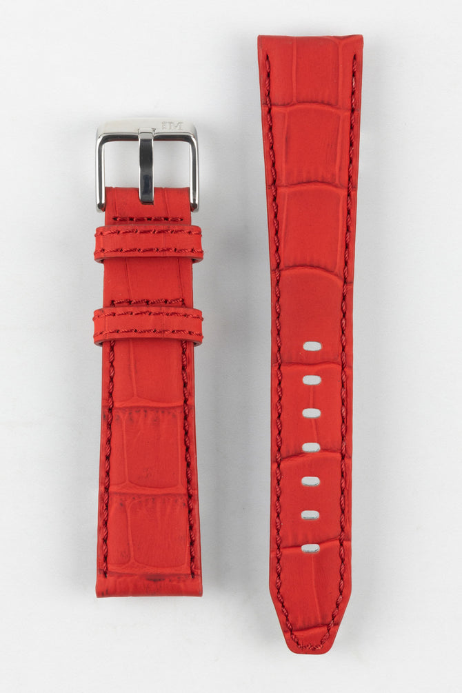 Morellato SOCCER Alligator-Embossed Calfskin Leather Watch Strap in RED
