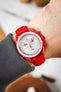 Morellato SOCCER Alligator-Embossed Calfskin Leather Watch Strap in RED