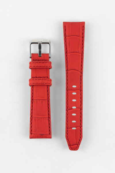 Morellato SOCCER Alligator-Embossed Calfskin Leather Watch Strap in RED