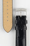 The black Morellato Tiepolo watch strap. A detailed view of the front and back of the strap. Quality watch accessories online.