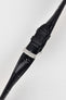Morellato Tiepolo black watch strap. This image shows the quality of the crocodile-embossed leather and the silver polished buckle.