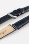 Close-up of the blue Morellato Tiepolo watch strap, highlighting the crocodile-embossed leather. Perfect for upgrading your watch's look.