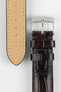 Detailed shot of the brown Morellato Tiepolo watch strap showing the texture and the quality of the buckle.