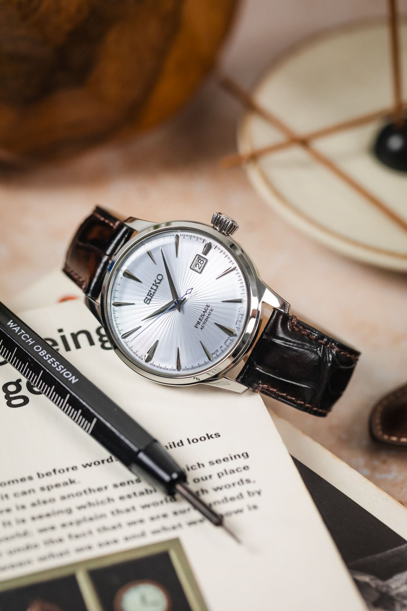 Brown Morellato Tiepolo watch strap attached to a classic Seiko watch, a great combination for any watch enthusiast.