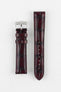 The Morellato Tiepolo watch strap in a beautiful burgundy, showcasing its high-quality leather and stitching.