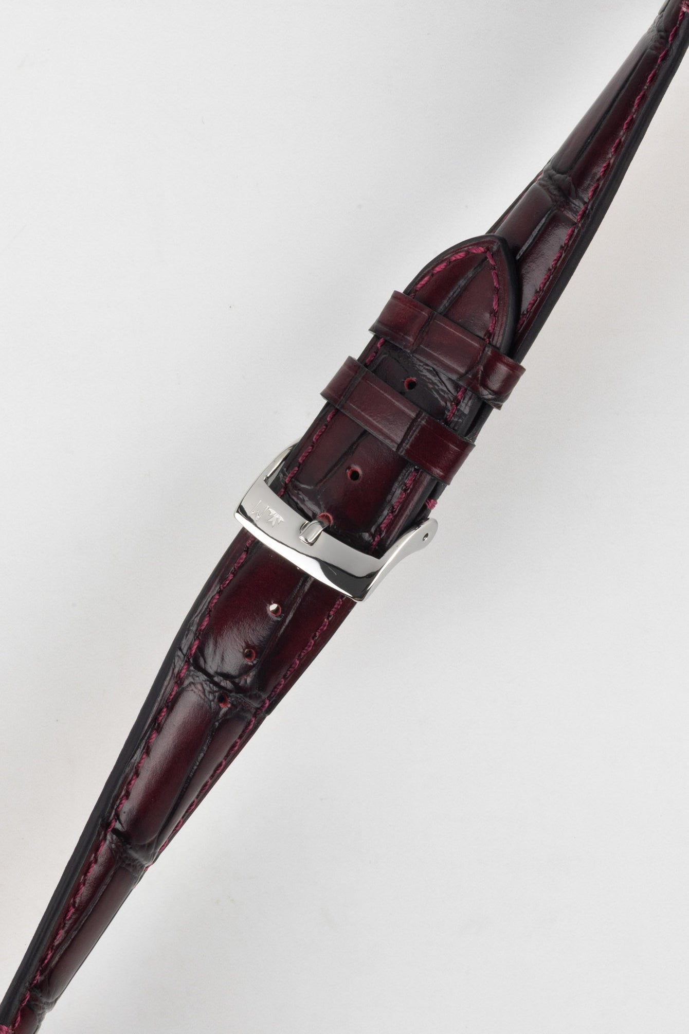 Morellato Tiepolo watch strap in burgundy, a sophisticated watch accessory with a silver polished buckle.