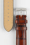 Close-up of the light brown Tiepolo watch strap, highlighting the grain of the leather and the polished silver buckle.