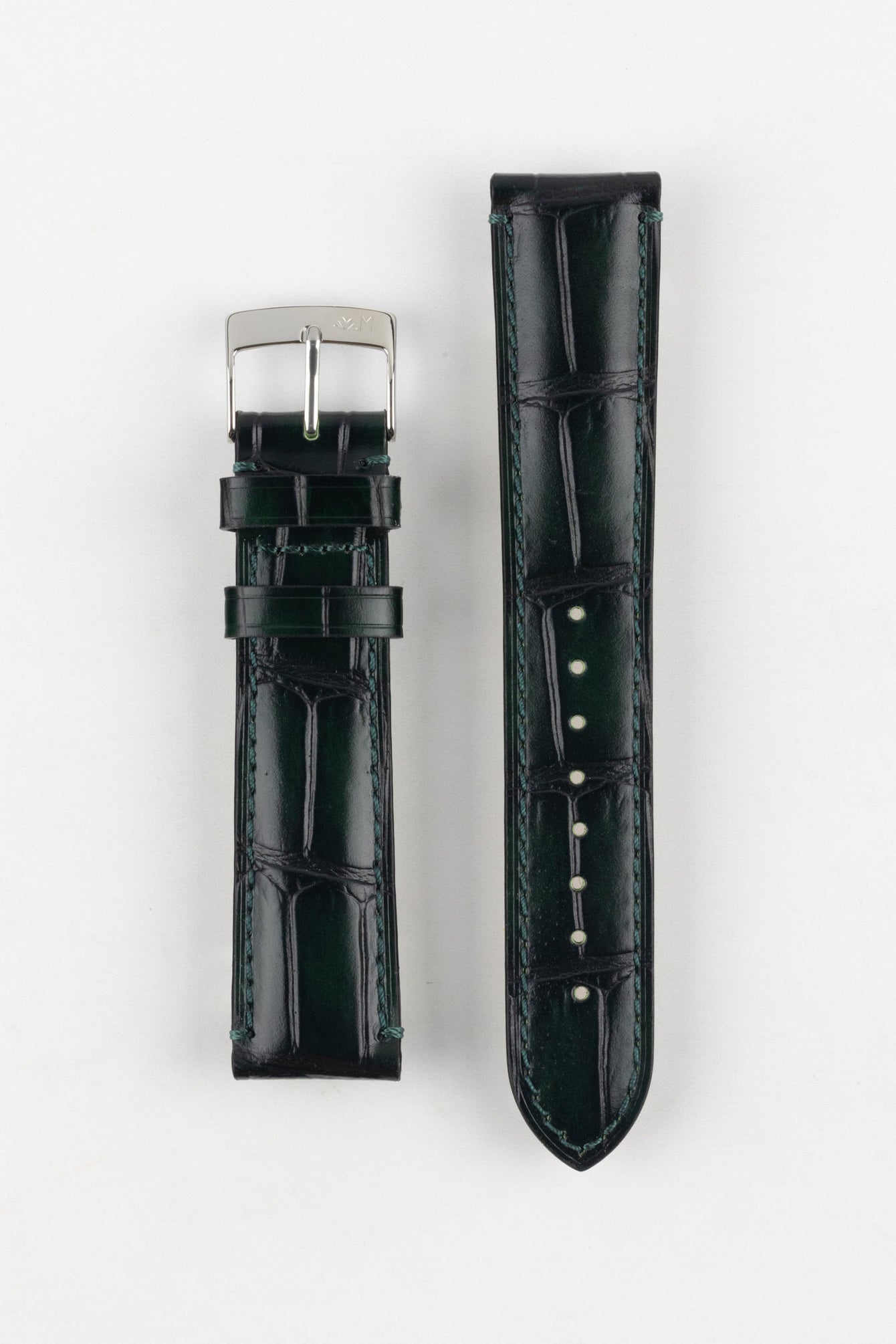 The Morellato Tiepolo watch strap in rich green, a premium watch accessory with a silver buckle.