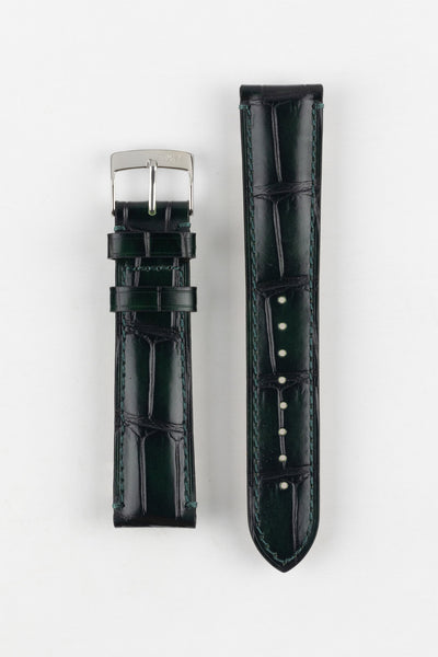 The Morellato Tiepolo watch strap in rich green, a premium watch accessory with a silver buckle.
