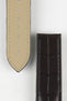 Close up of topside and lining of Omega Alligator Watch Strap, showing the soft leather lining and deployment end.
