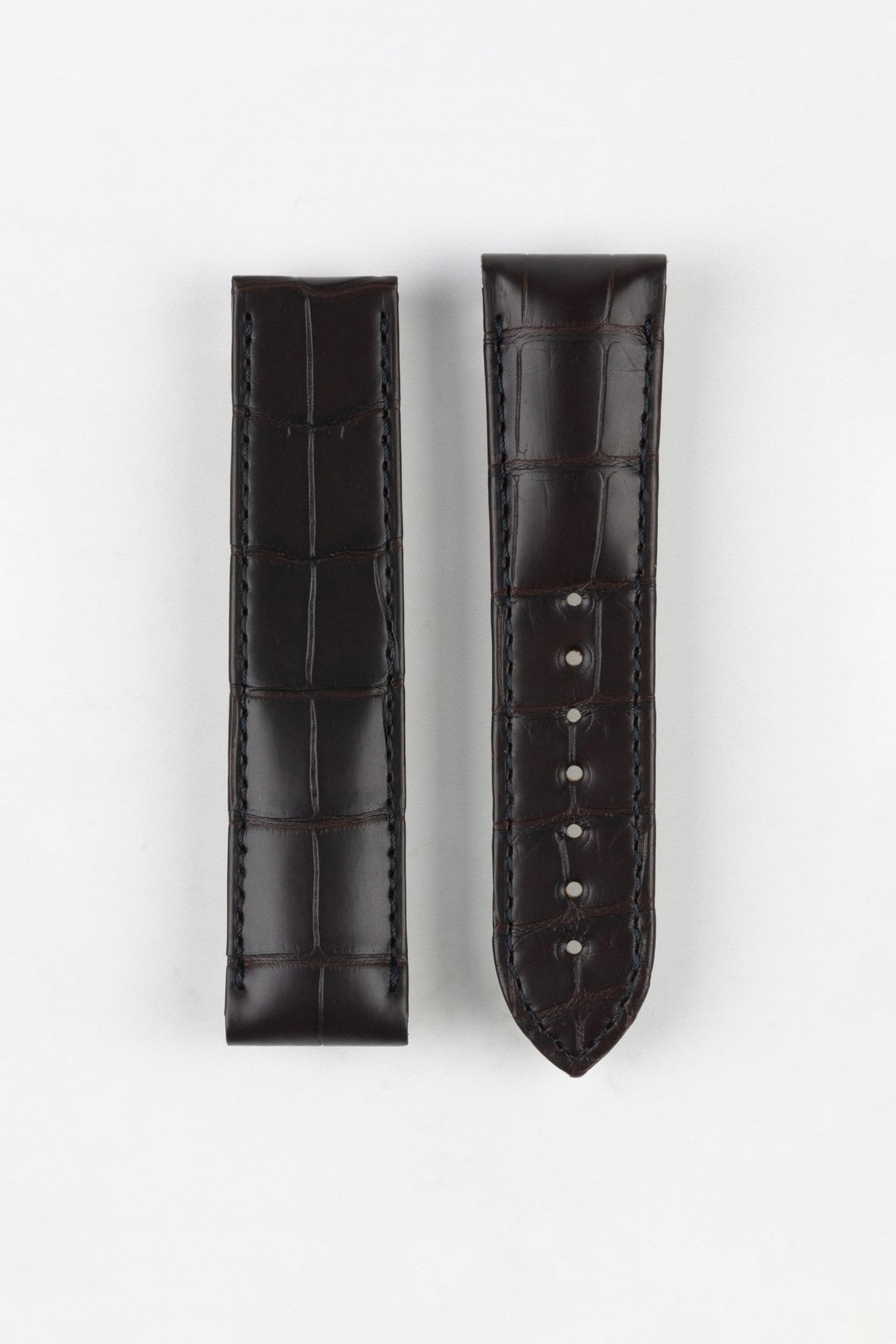 OMEGA 98000234 DeVille Hour Vision Genuine Alligator 22mm Deployment Watch Strap in DARK BROWN