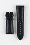 Image Showing Topside of Omega 98000265 Genuine Alligator Skin Watch Strap in Black, the strap has a 24mm lug width.