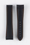 Image Showing Topside of Omega 98000290 rubber Watch Strap in Black with orange stitching