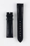 Image Showing Topside of Omega 98000413 Genuine Alligator Skin Watch Strap in Black, the strap has a 20mm lug width.