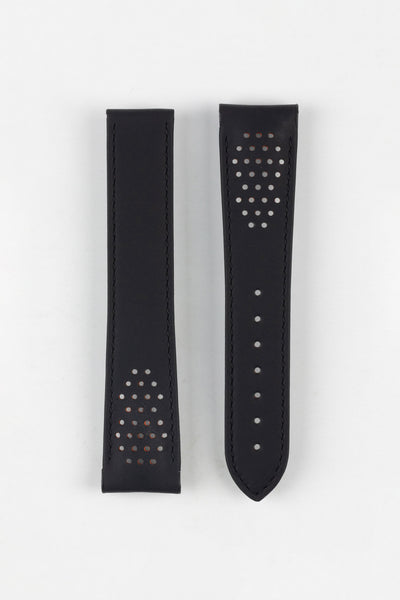 OMEGA Speedmaster Racing Leather Deployment Watch Strap in BLACK