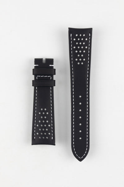 OMEGA Seamaster Olympic Perforated Leather Strap in Black with White stitch