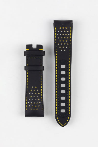 OMEGA CUZ010862 Speedmaster Apollo 8 Perforated Leather Watch Strap in BLACK & YELLOW