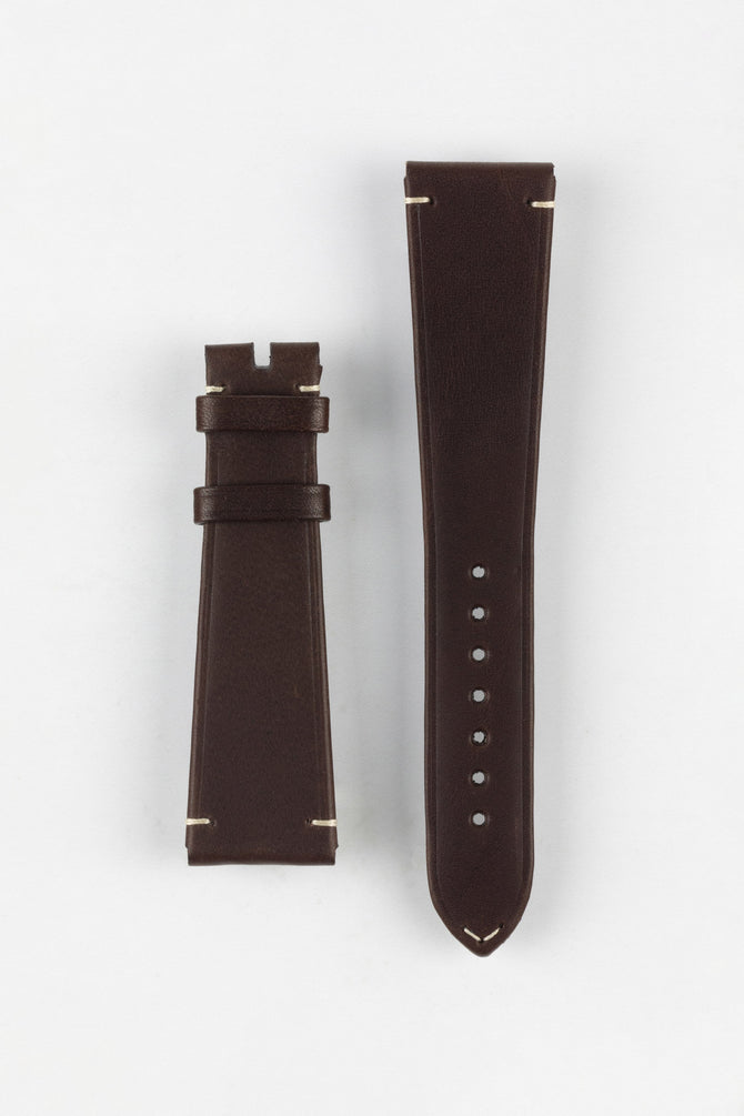 OMEGA CUZ014660 Vintage Style 21mm Leather Watch Strap in DARK BROWN