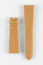 Image Showing Topside of Omega Genuine Leather Watch Strap in Gold Brown, the strap has a 21mm lug width and has vintage style lug stitching with a chevron stitch at the end. The Product Code is CUZ014662.