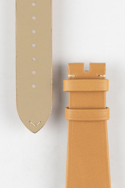 Close up of topside and lining of Omega Alligator Watch Strap, showing the soft leather lining and buckle end.