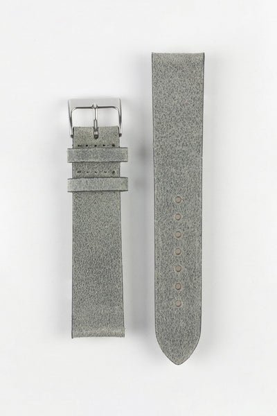 Pebro BARBOUR Waxed Calfskin Leather Watch Strap in GREY