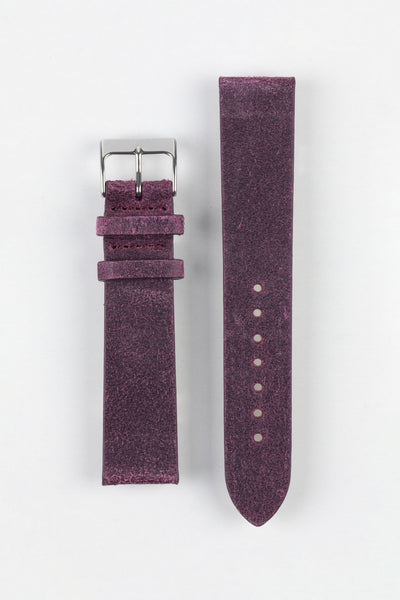 Pebro BARBOUR Waxed Calfskin Leather Watch Strap in PURPLE