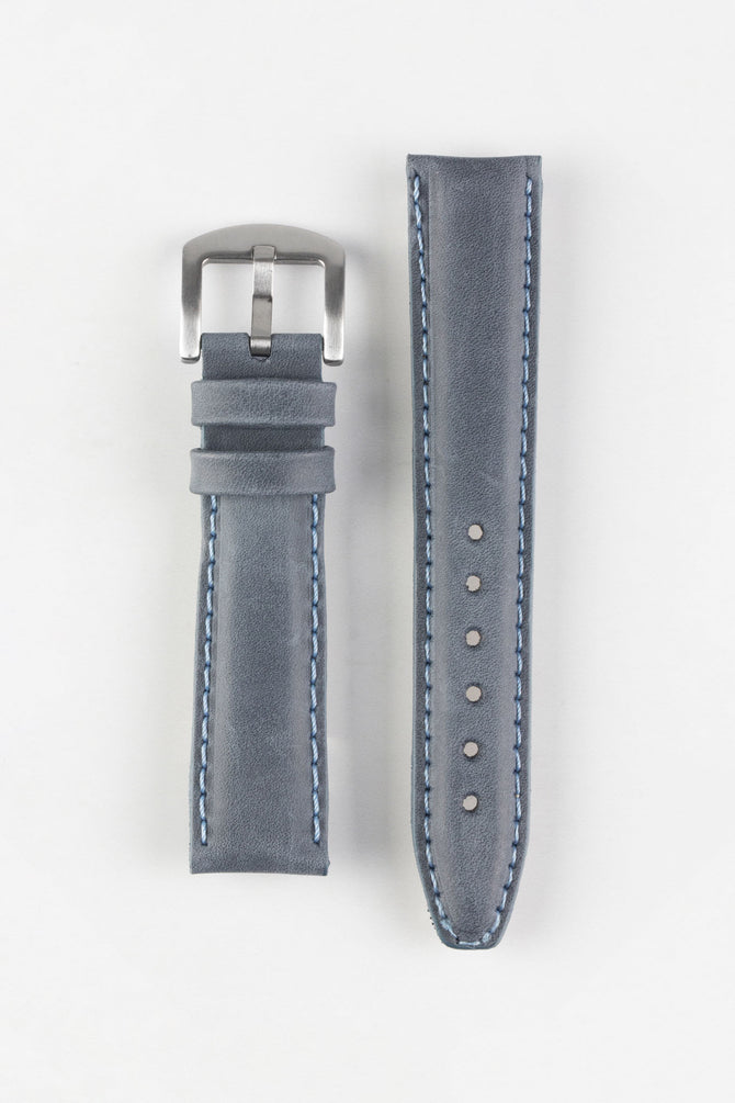 Pebro CADW Padded Vintage Leather Watch Strap in DENIM BLUE