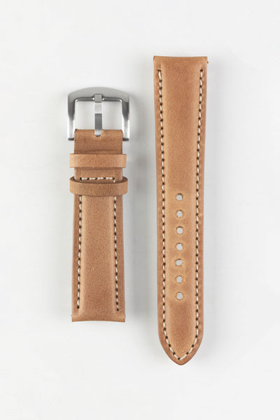 Pebro CADW Padded Vintage Leather Watch Strap in GOLD BROWN