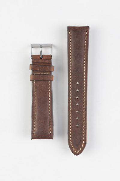 Pebro CADW DISTRESSED Padded Vintage Leather Watch Strap in CHESTNUT BROWN