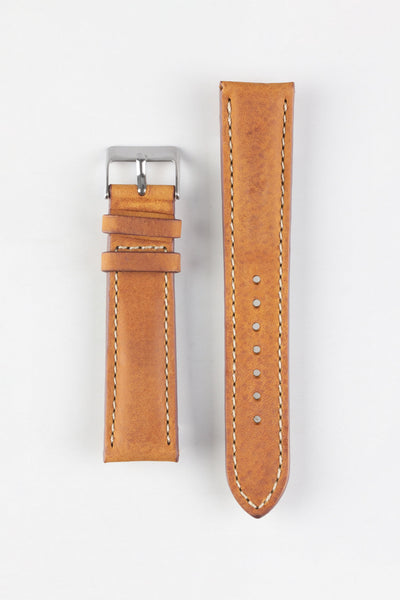 Pebro CADW DISTRESSED Padded Vintage Leather Watch Strap in COGNAC