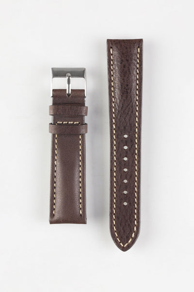 Pebro CADW DISTRESSED Padded Vintage Leather Watch Strap in DARK BROWN