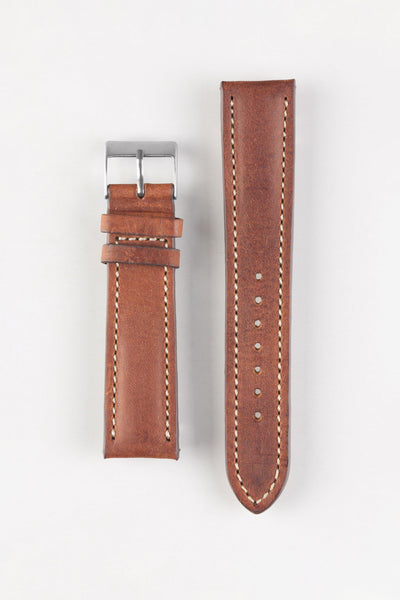 Pebro CADW DISTRESSED Padded Vintage Leather Watch Strap in GOLD BROWN