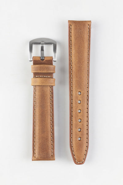 Pebro CADW XL Padded Vintage Leather Watch Strap in GOLD BROWN