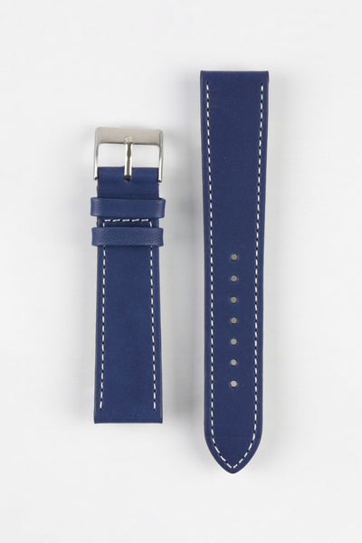 Pebro CLASSIC Unpadded Calfskin Leather Watch Strap in BLUE