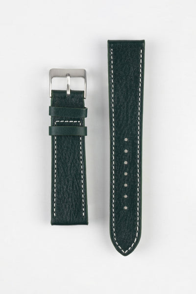 Pebro CLASSIC Unpadded Calfskin Leather Watch Strap in DARK GREEN