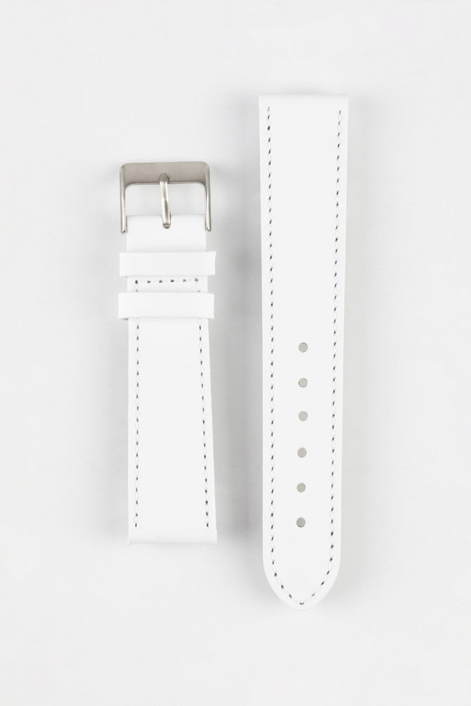 Pebro CLASSIC Unpadded Calfskin Leather Watch Strap in WHITE