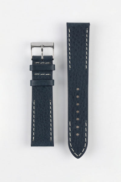Pebro HALF-STITCH Calfskin Leather Watch Strap in NAVY BLUE