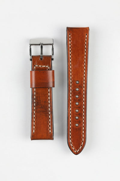 Pebro HISTORIC Hand-Finished Leather Watch Strap in COGNAC